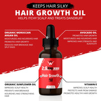 Premium Organic Moroccan Argan Hair Growth Oil - 2 oz - For Damaged Hair and Dry Scalp - Promotes Thicker, Stronger, Healthier Hair