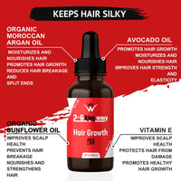 Premium Organic Moroccan Argan Hair Growth Oil - 2 oz - For Damaged Hair and Dry Scalp - Promotes Thicker, Stronger, Healthier Hair